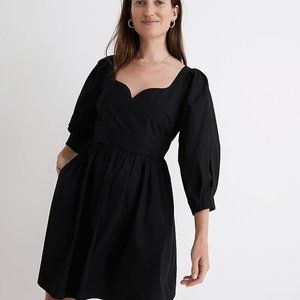 Poplin Puff-Sleeve Mini Dress